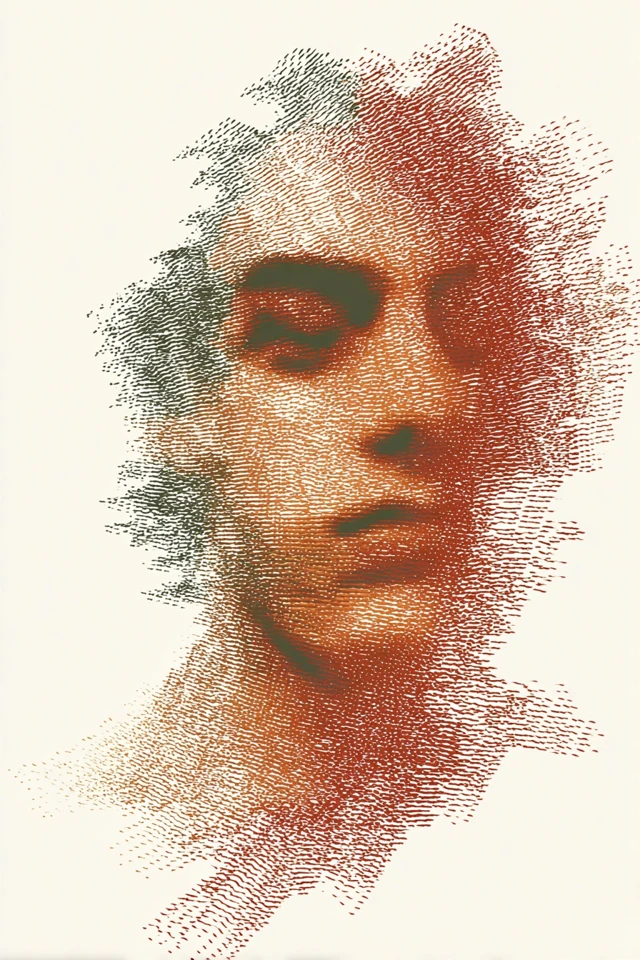 Crimson Hatching Portrait - Image 1