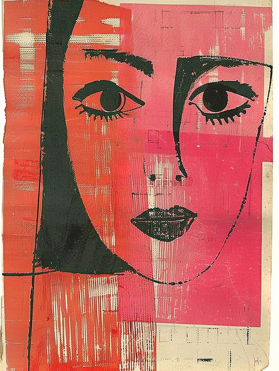 Abstract Fragmented Crimson Portrait - Image 4