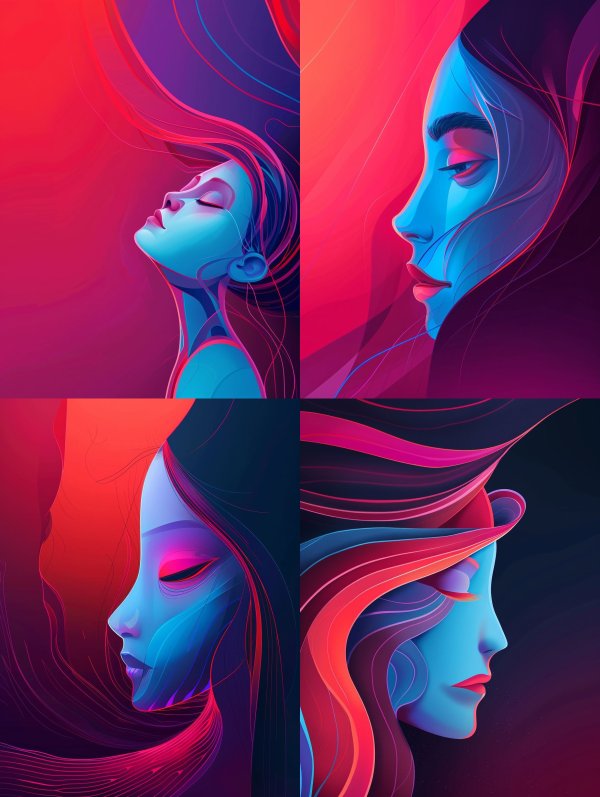 Neon Dreams: Ethereal Blue Portraits