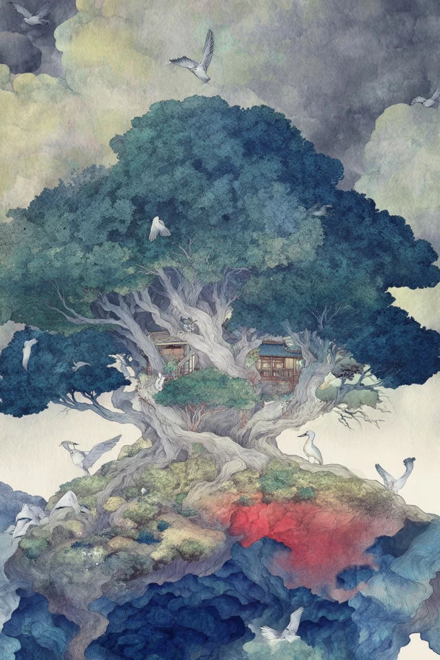 Ethereal Dreams in Ink and Watercolor - Image 5