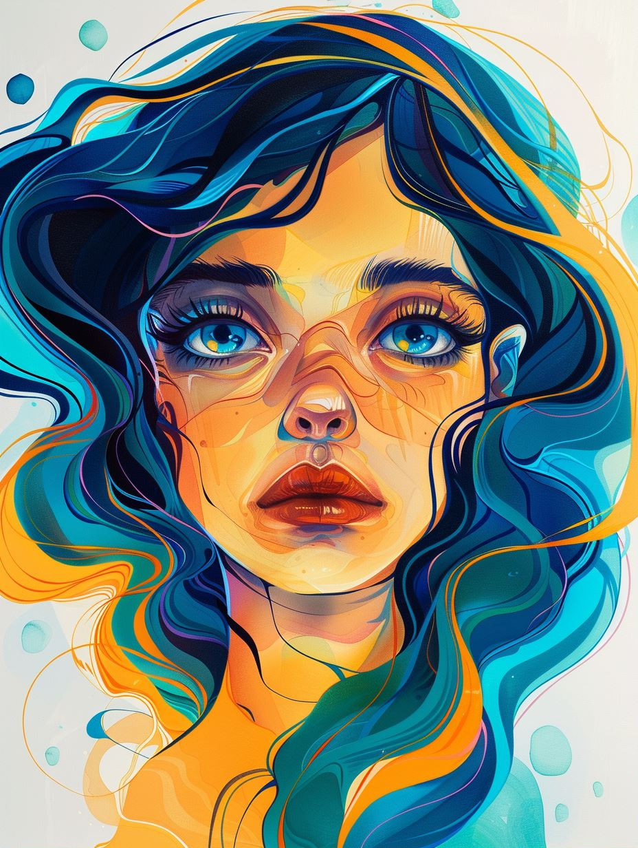 Azure Dreams: Surreal Female Portraits - Image 1