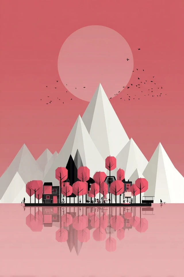 Geometric Crimson Elegance - Image 2