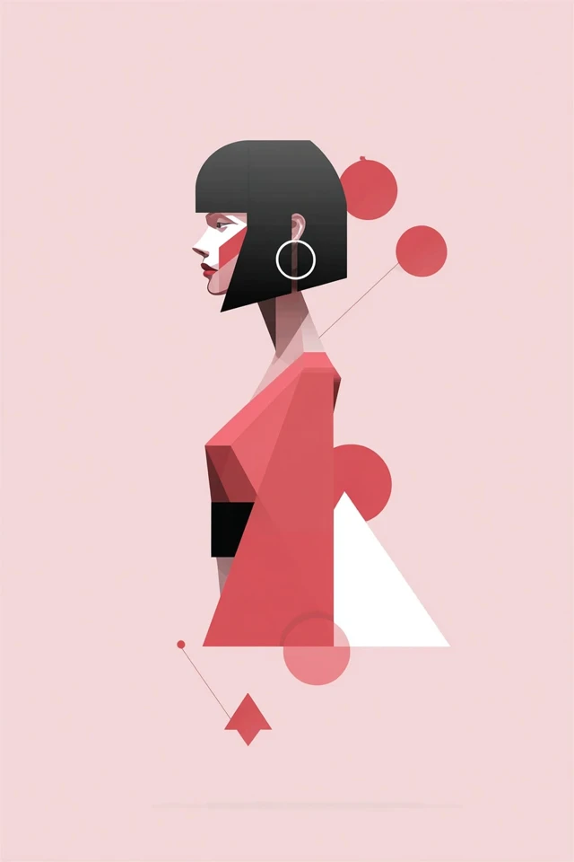 Geometric Crimson Elegance - Image 1
