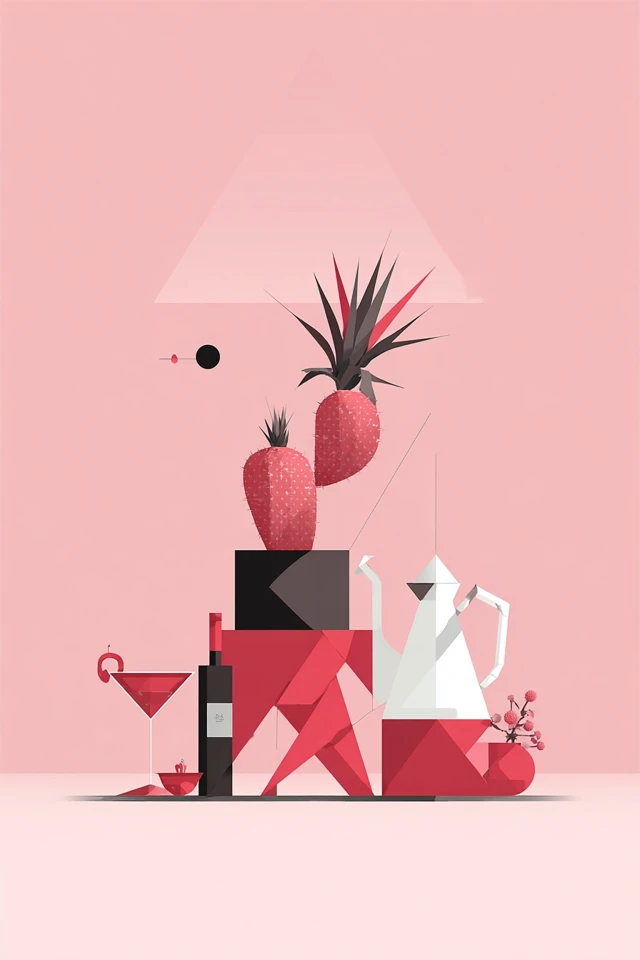 Geometric Crimson Elegance - Image 3