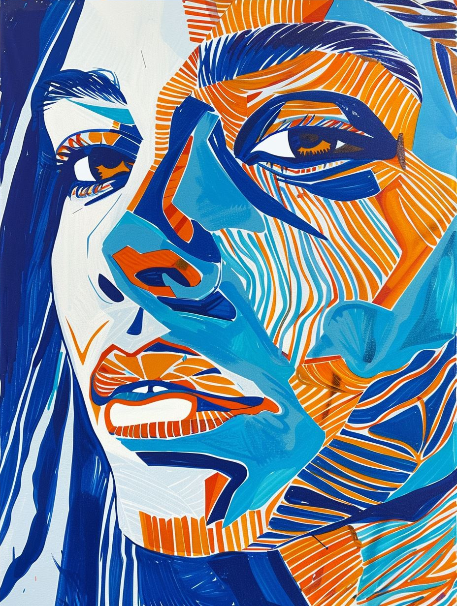 Electric Azure and Amber Portrait - Image 4