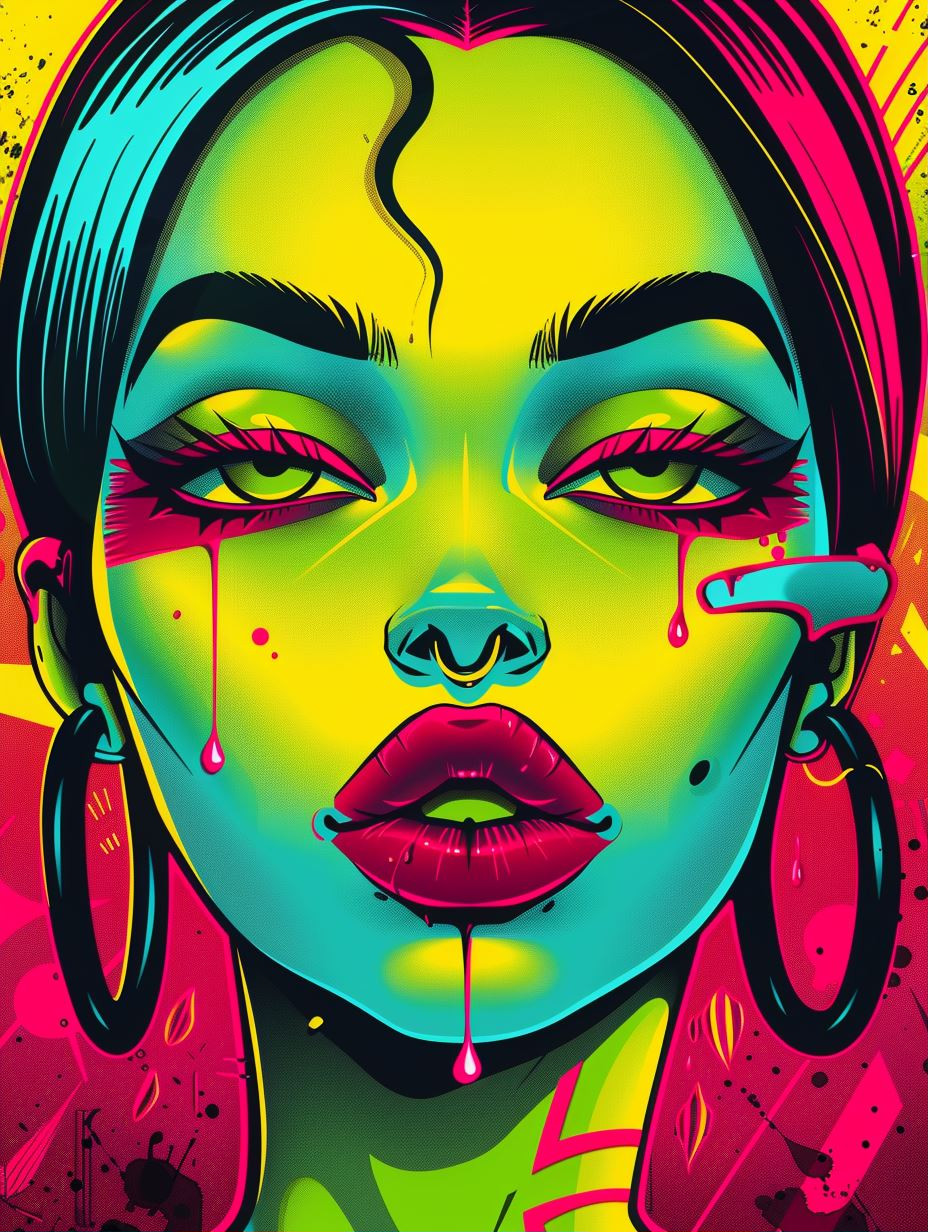 Neon Dreams: Psychedelic Portrait Collage - Image 1