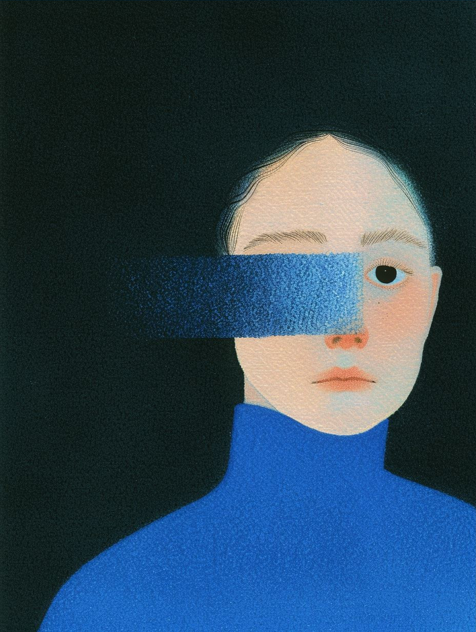 Ethereal Blue Grain Portrait - Image 3