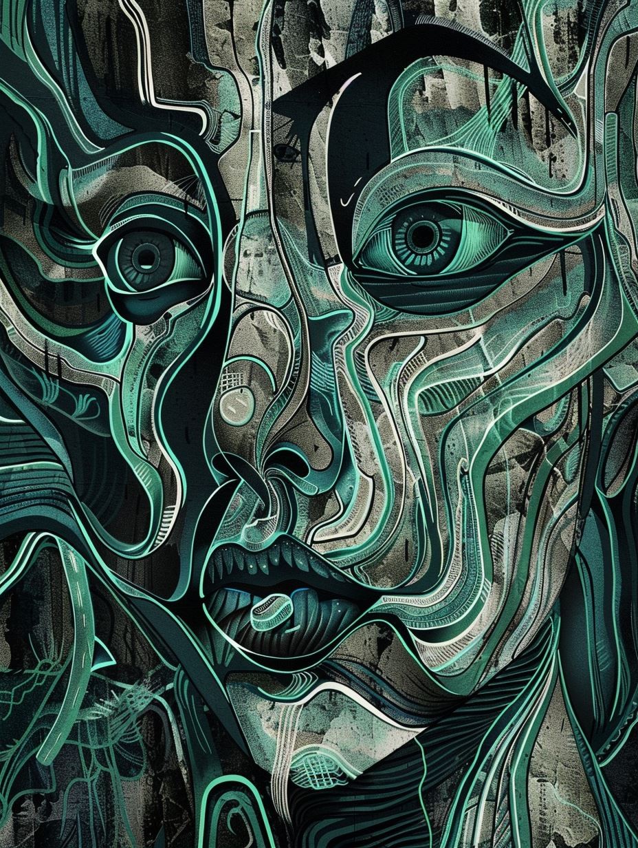 Surreal Teal Fluidity Portrait - Image 2