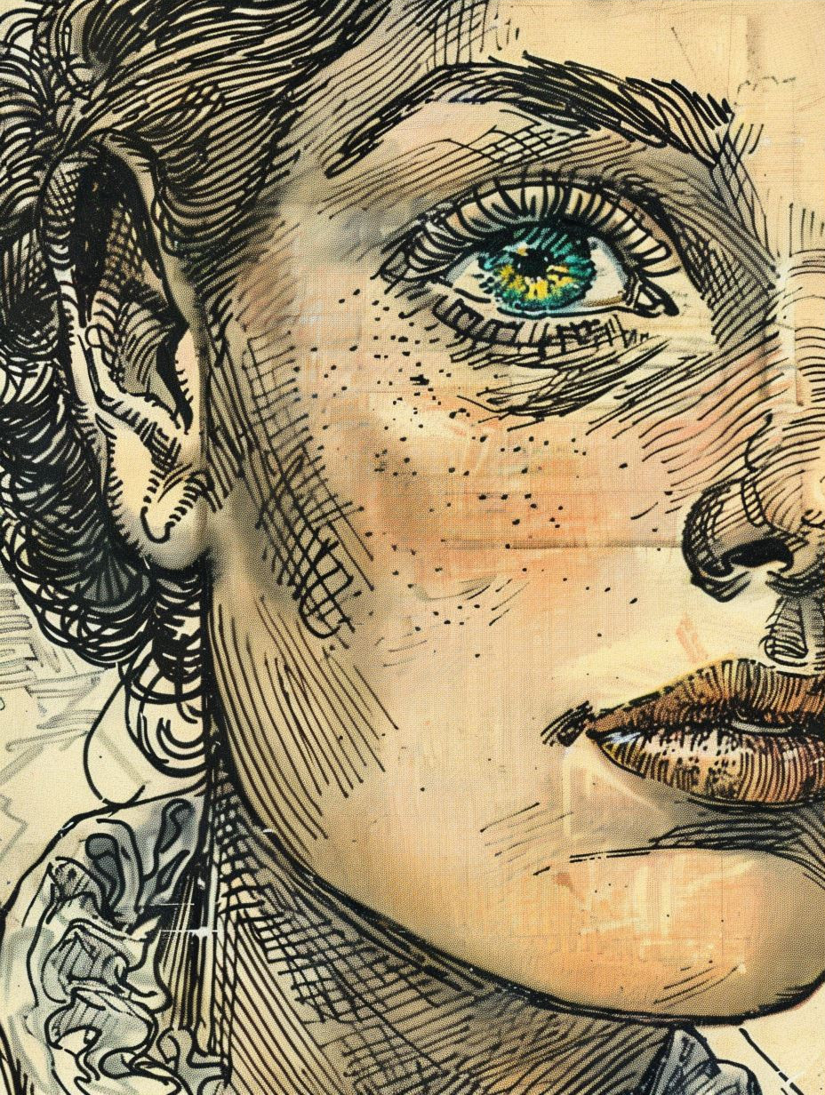 Intricate Ink Hatching Portrait - Image 3