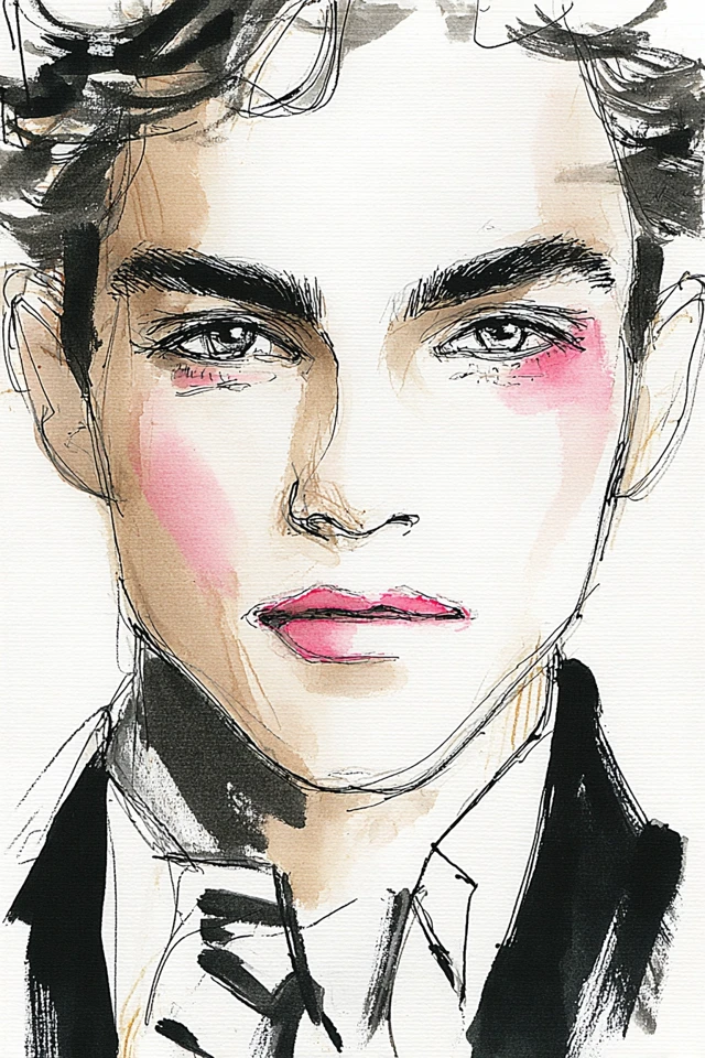 Ink and Blush Portrait