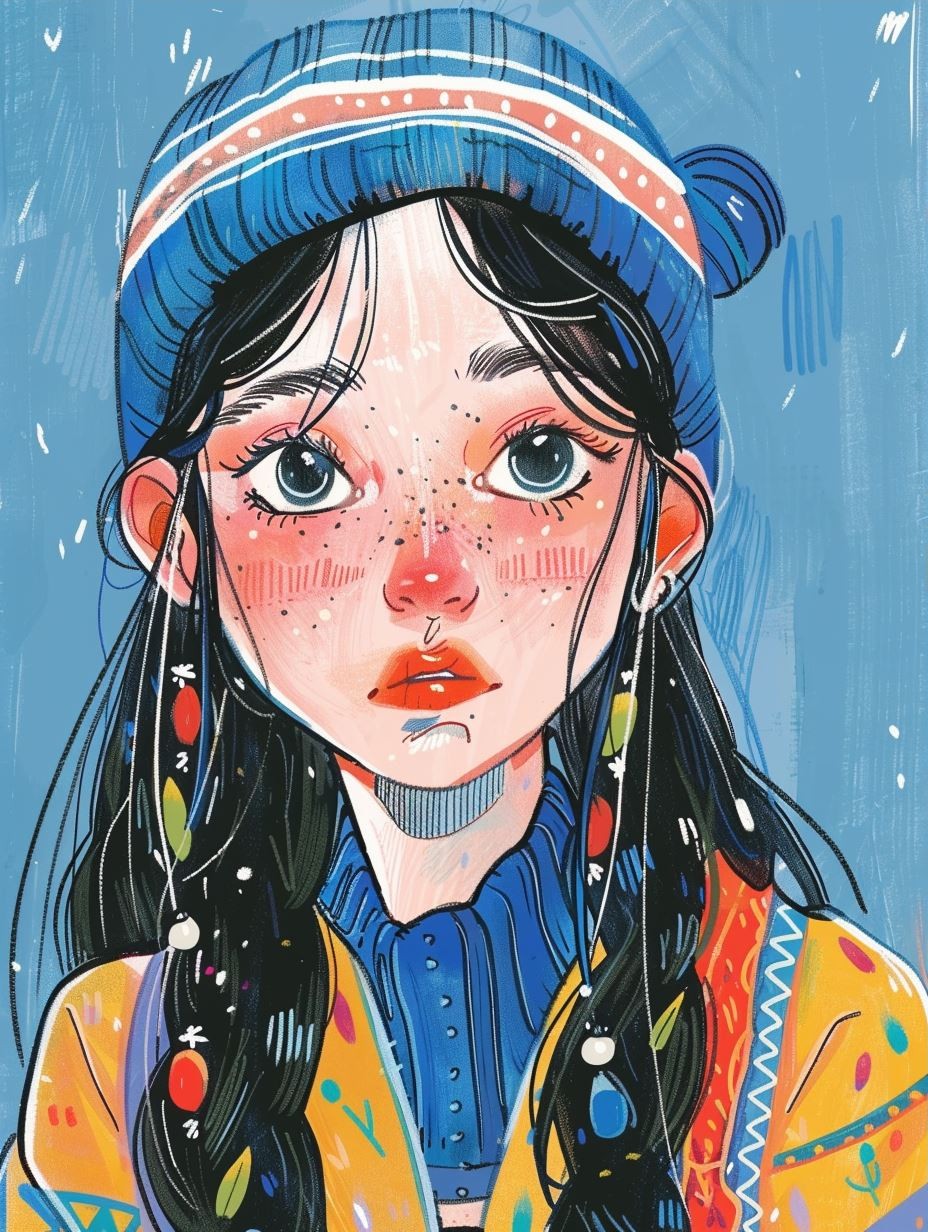 Whimsical Ink Portrait Study - Image 3