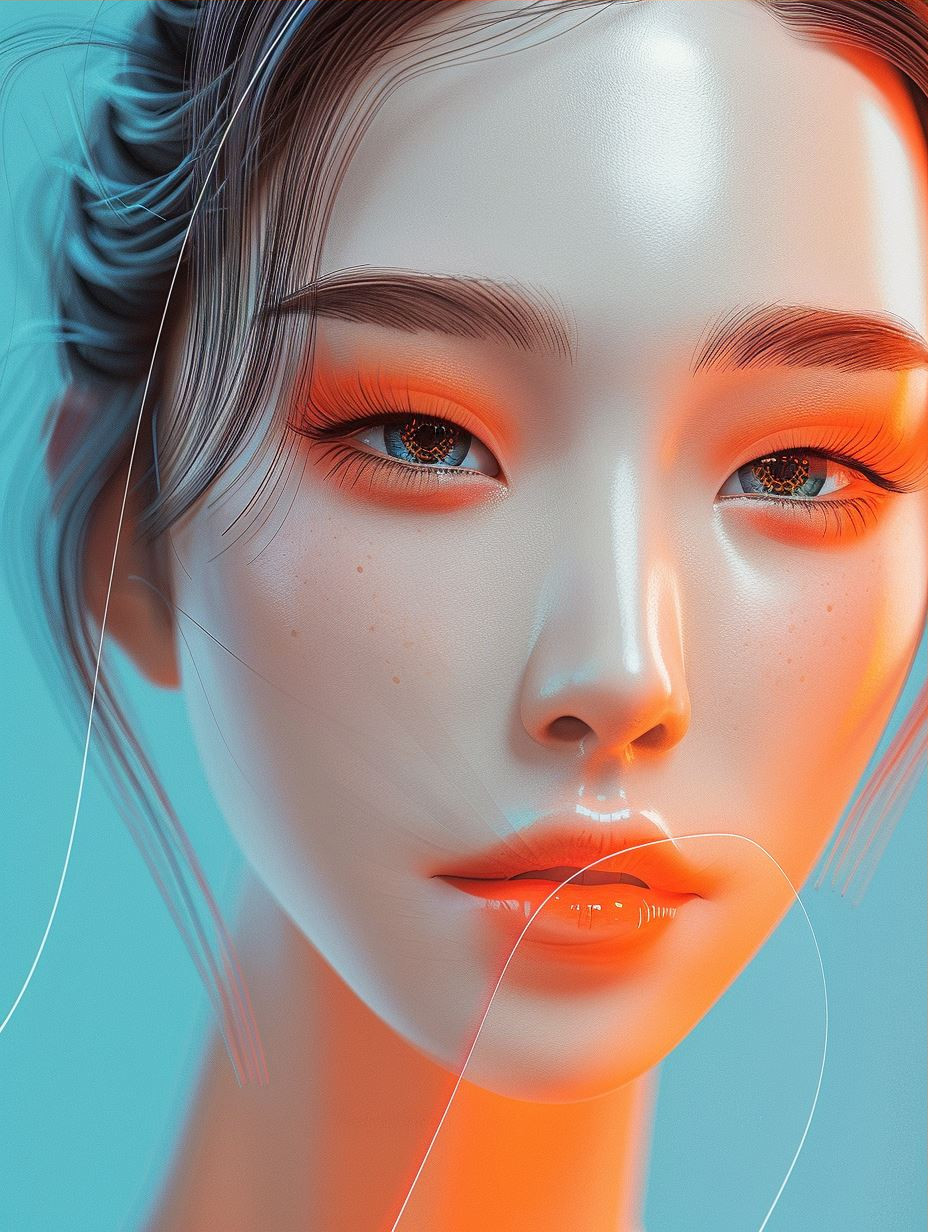 Neon Azure Cyberpunk Portrait - Image 3