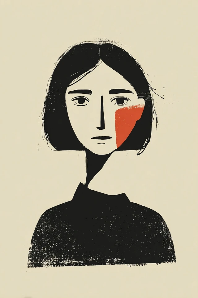 Crimson Contrast Portrait - Image 1