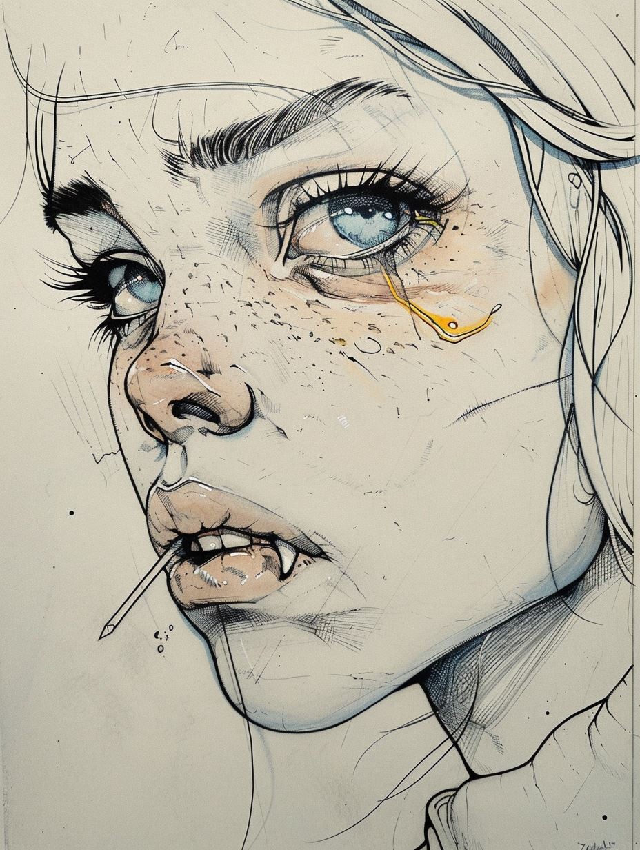 Azure Melancholy Sketch - Image 3
