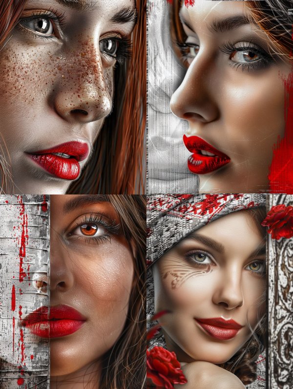Crimson Lips and Ethereal Gazes