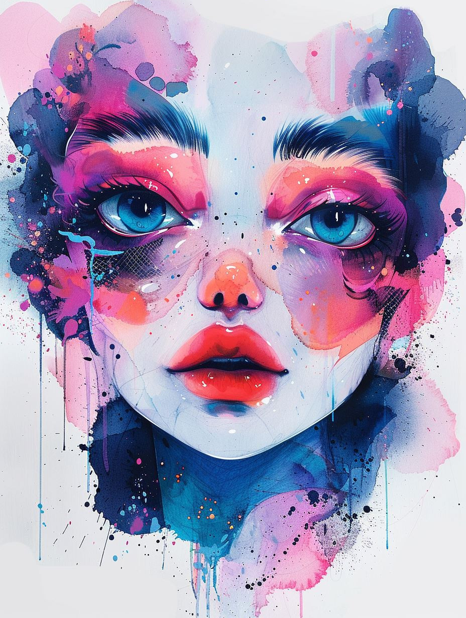 Vibrant Watercolor Portrait Explosion - Image 3