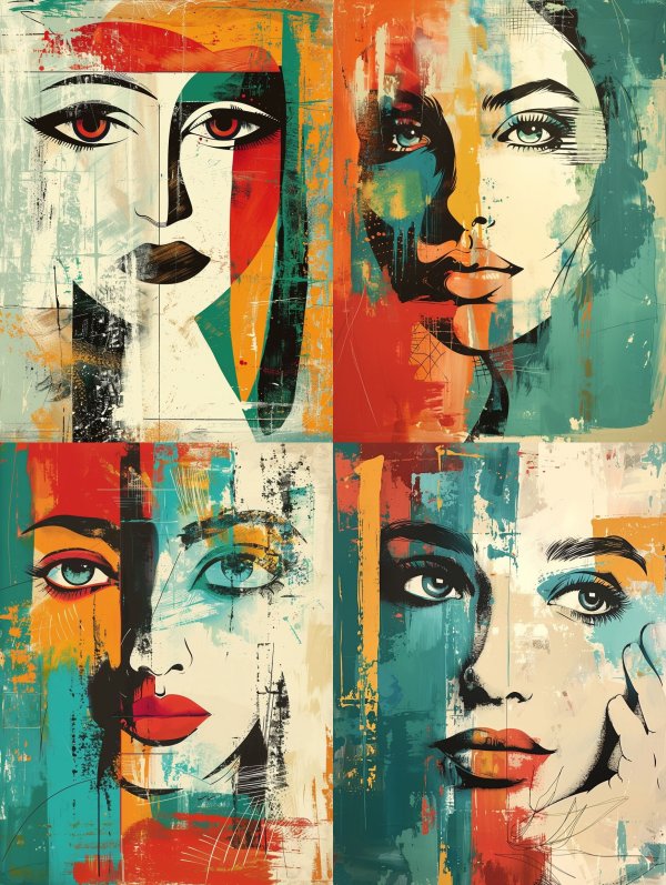 Abstract Fragmented Modernist Portrait