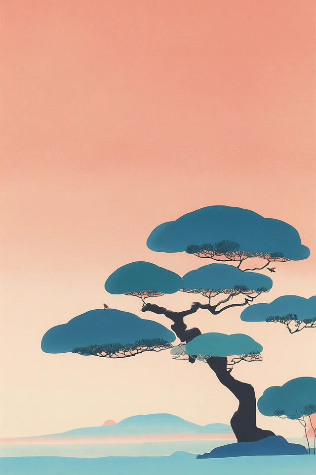 Serene Pastel Silhouette - Image 5