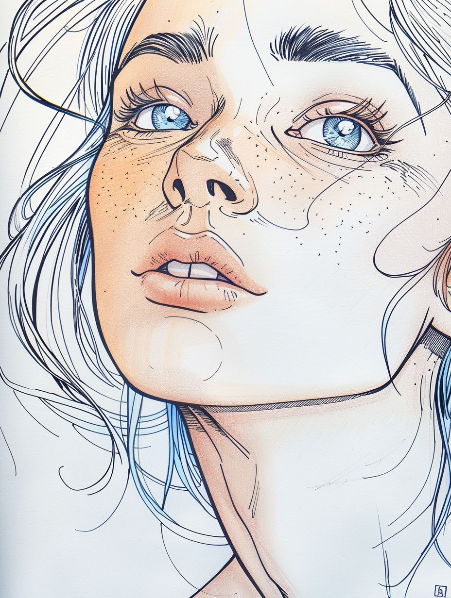 Ethereal Gazes: A Study of Freckled Beauty - Image 4