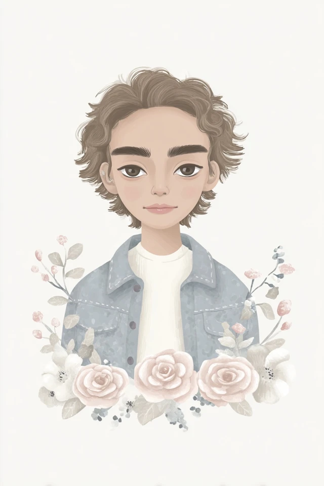 Soft Pastel Bloom Portrait - Image 1