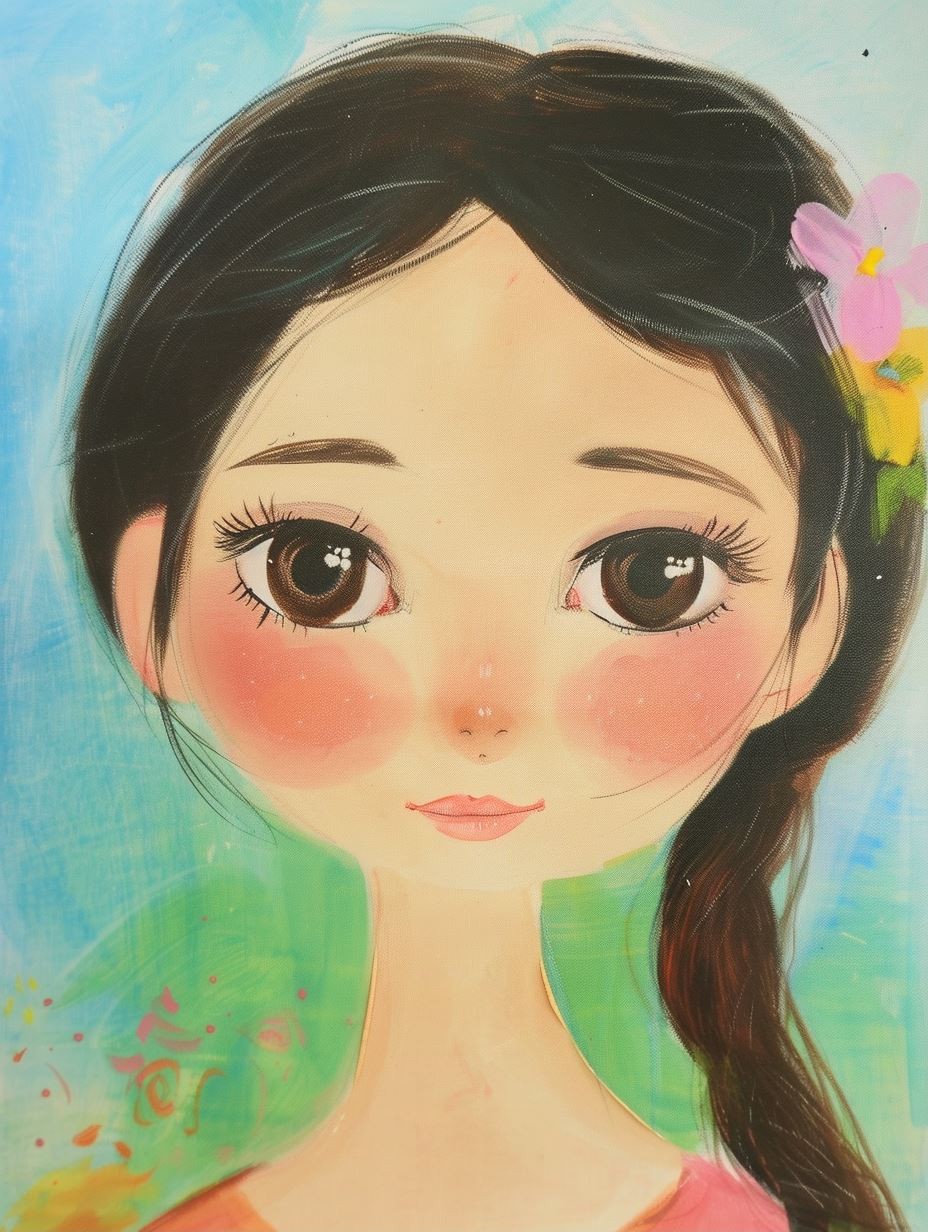 Whimsical Pastel Portrait Art - Image 1