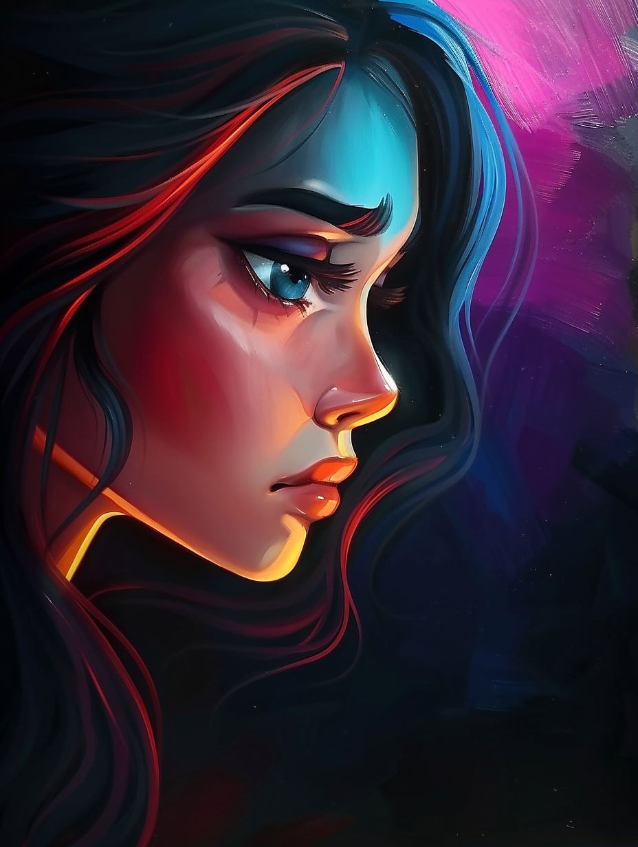 Neon Dreams: Digital Portraits of Ethereal Women - Image 1