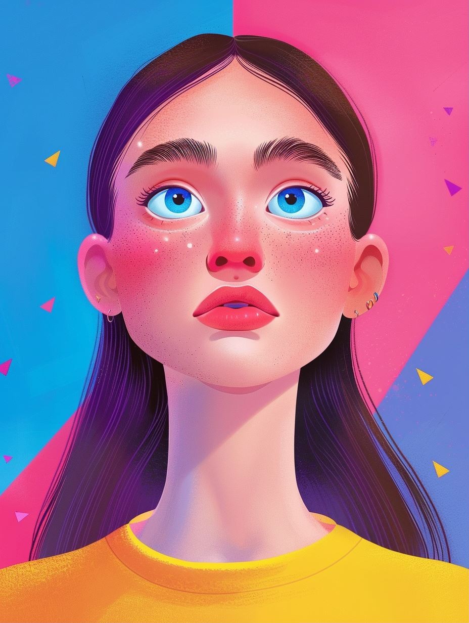 Vibrant Neon Pop Portrait - Image 1