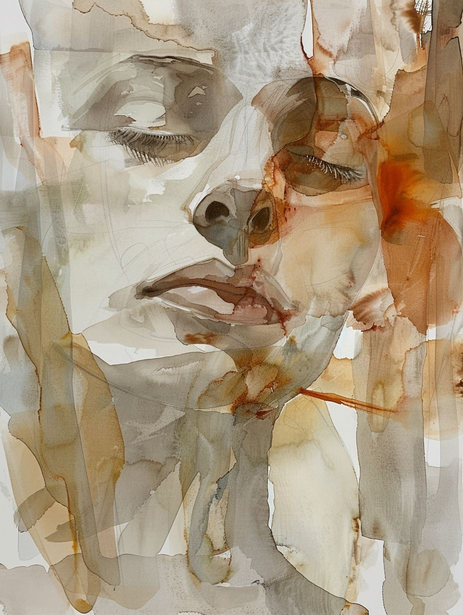 Ethereal Golden Watercolor Portraits - Image 3
