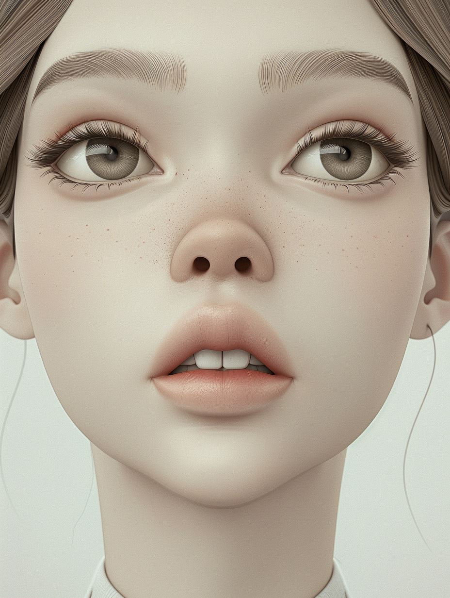 Hyper-Realistic Porcelain Digital Portrait