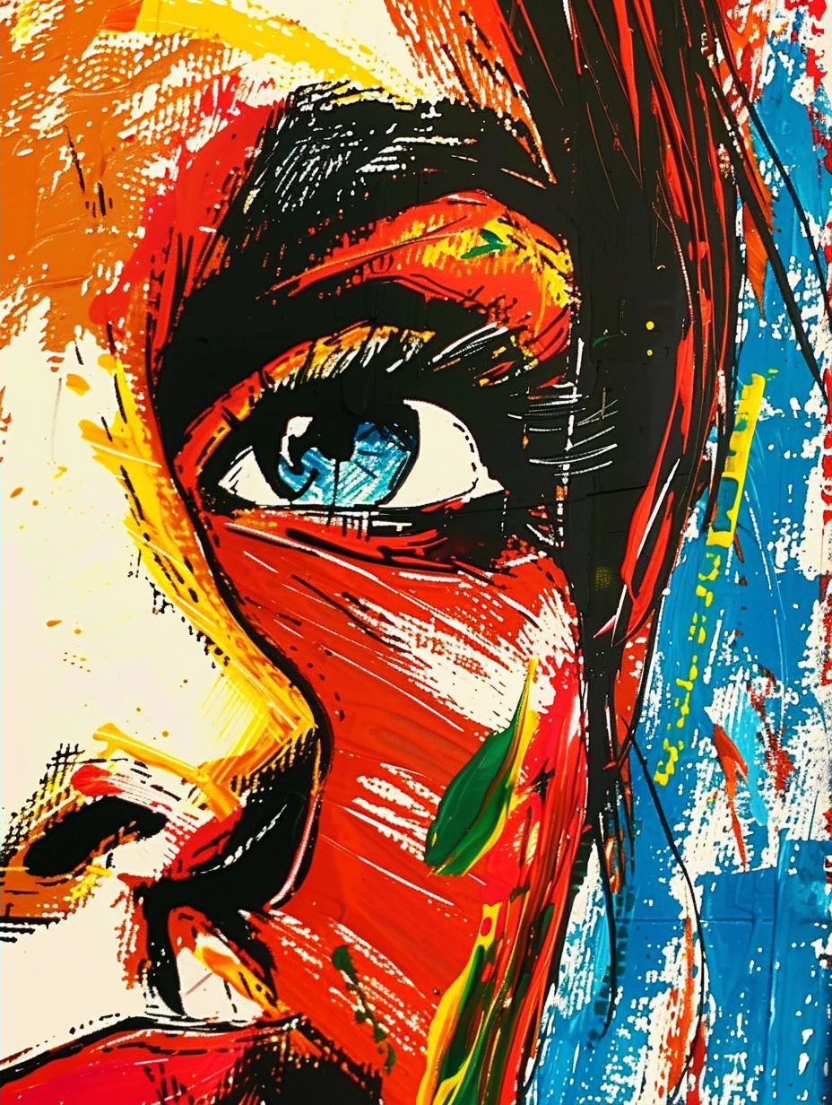 Vibrant Neon Expressionist Portrait - Image 2