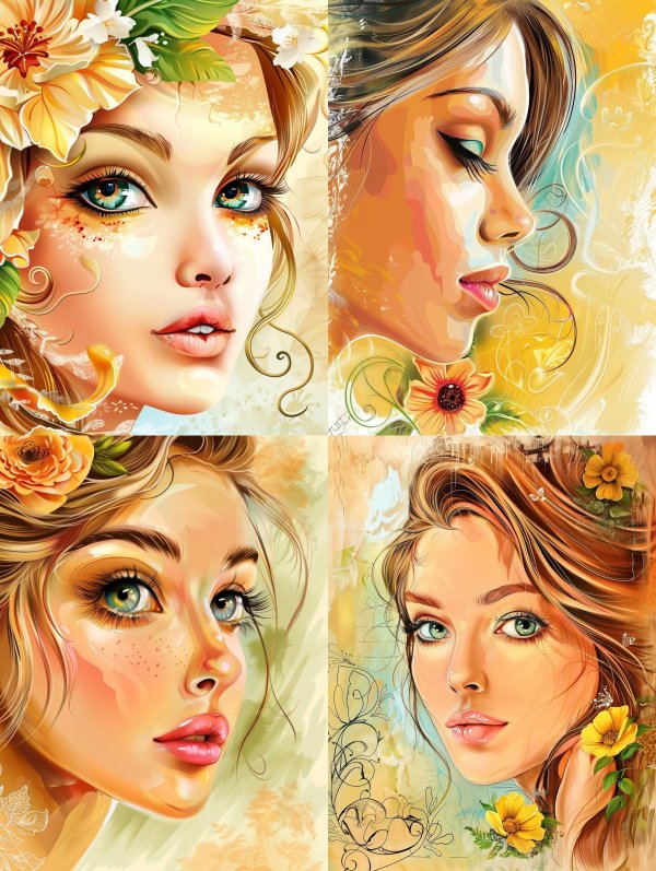 Golden Ethereal Floral Portraits