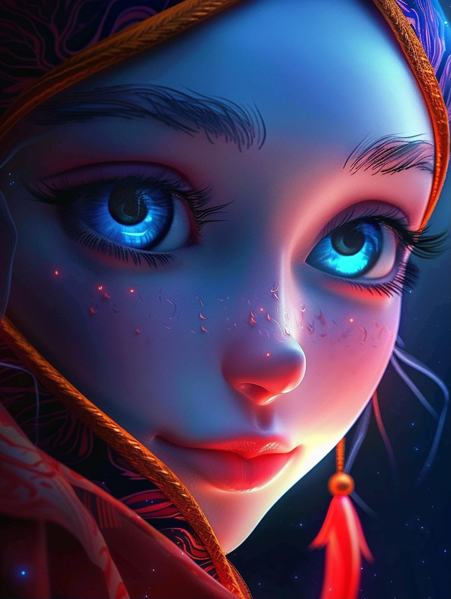 Neon Visions: Ethereal Digital Portraits - Image 1