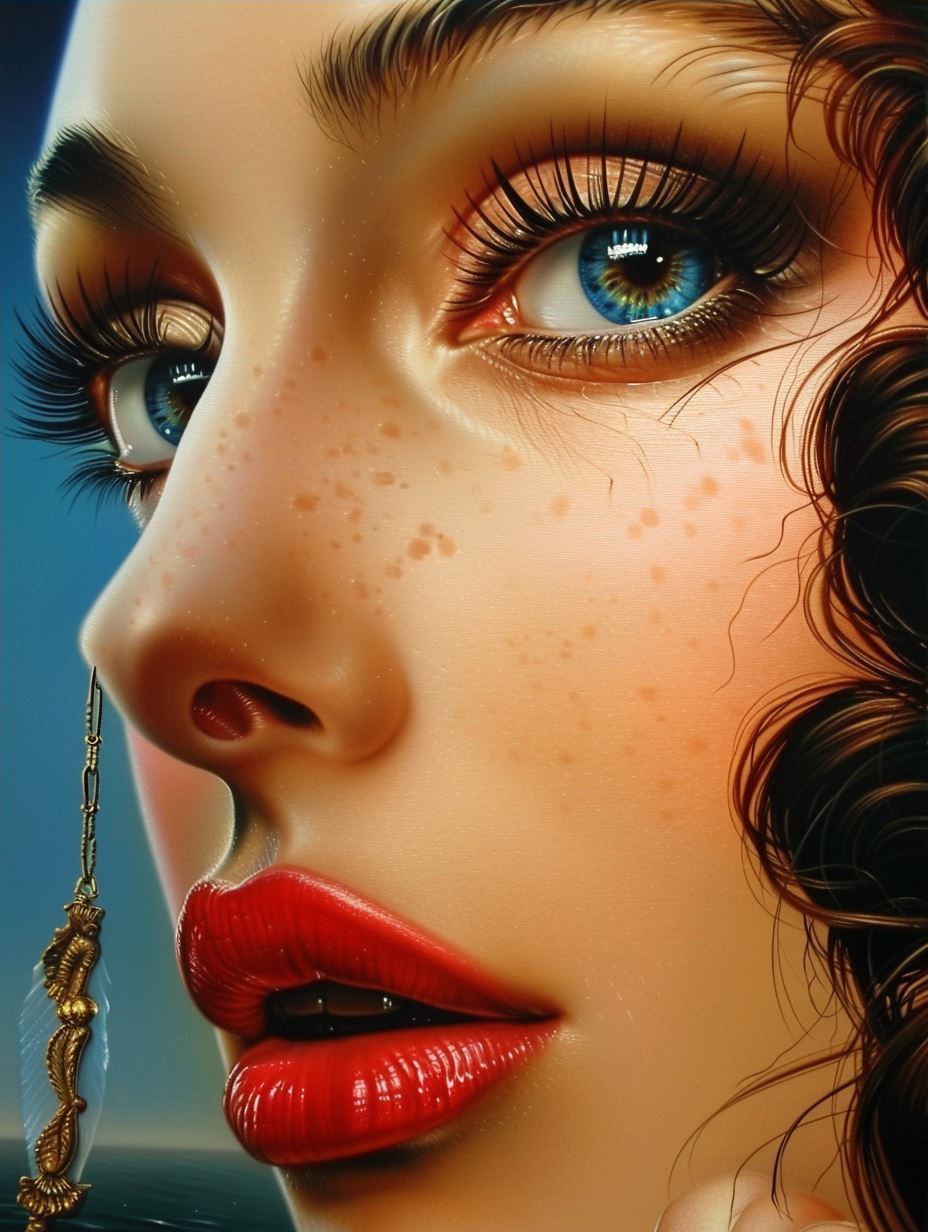 Ethereal Gaze of Crimson Lips - Image 4