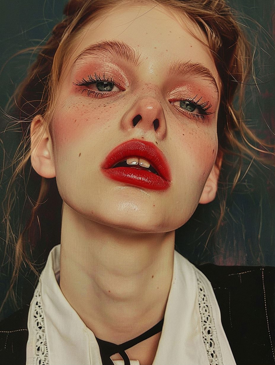 Crimson Lips and Ethereal Glow - Image 1