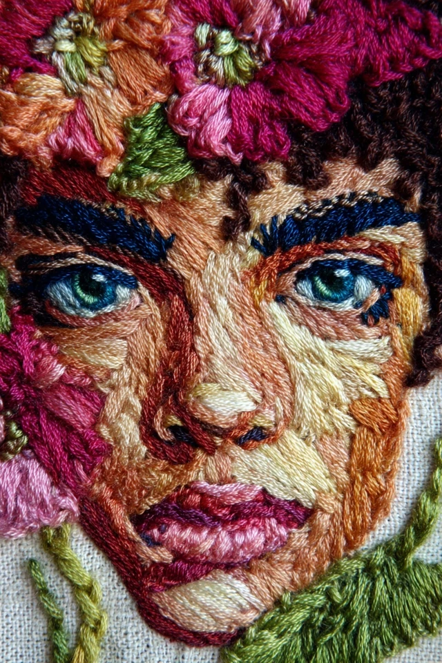 Threaded Floral Portrait - Image 1