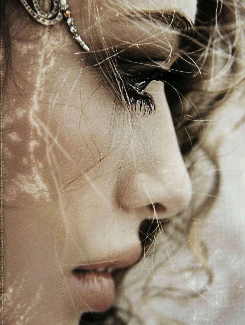 Ethereal Gaze Through Distressed Glass - Image 1