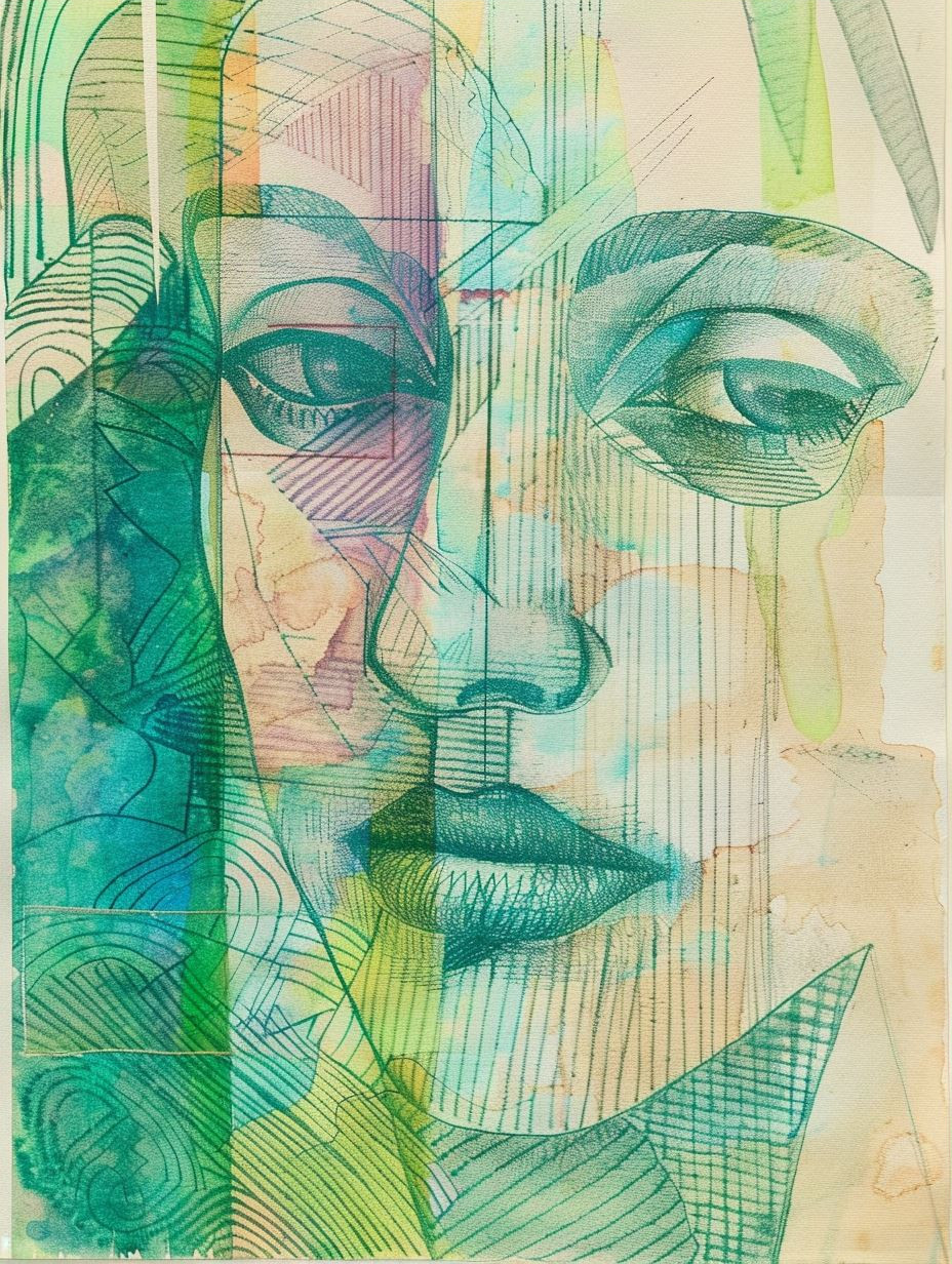 Fragmented Visions in Teal and Gold - Image 3