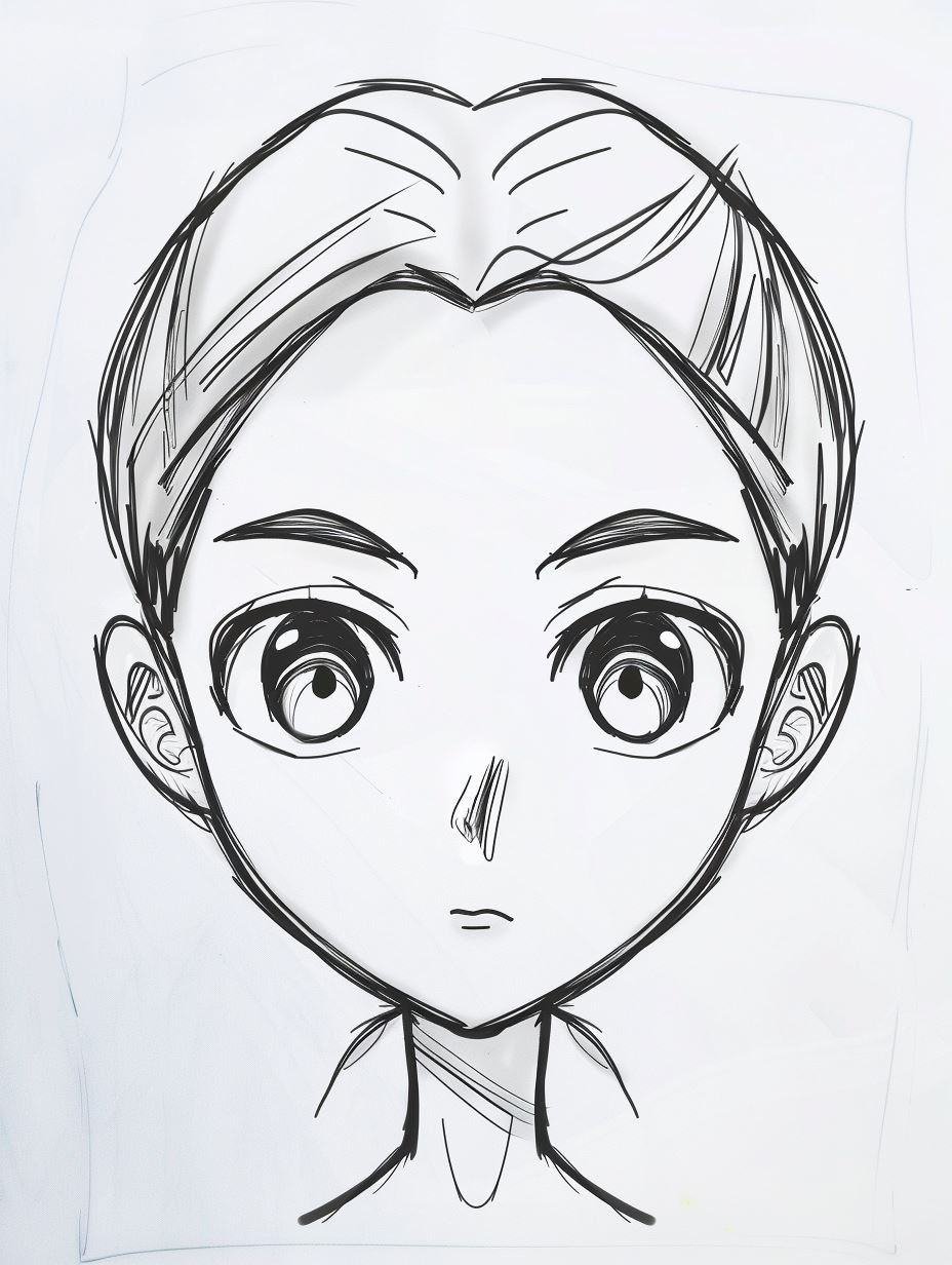 Minimalist Manga Ink Sketch - Image 1