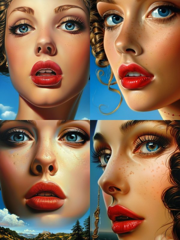 Ethereal Gaze of Crimson Lips