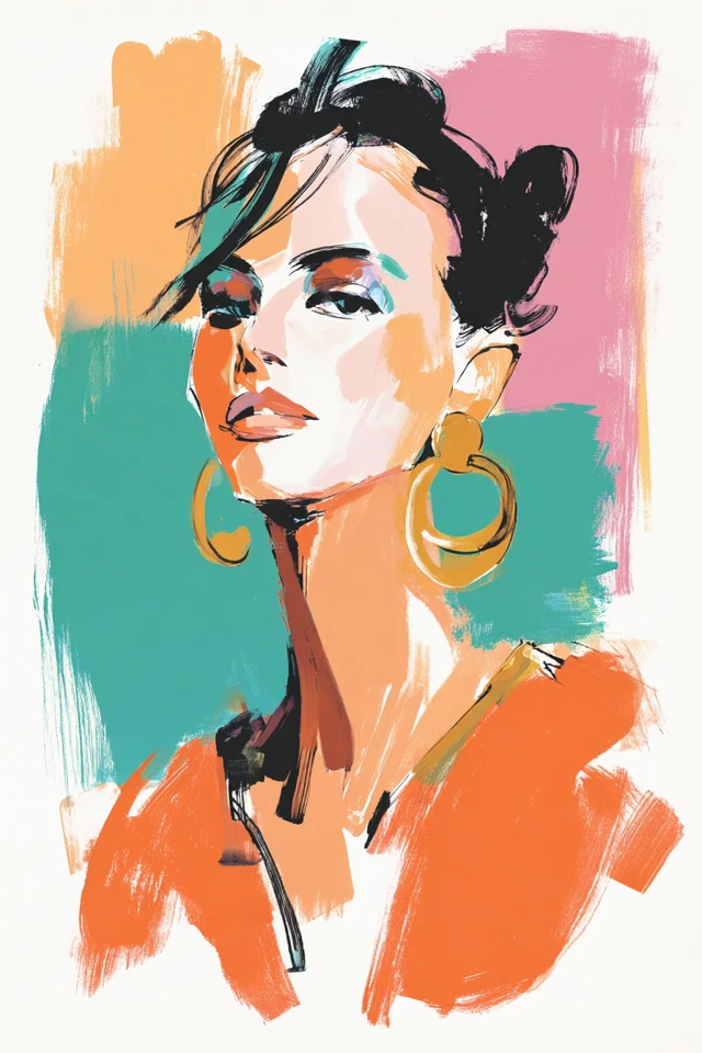 Vibrant Brushstroke Muse - Image 1