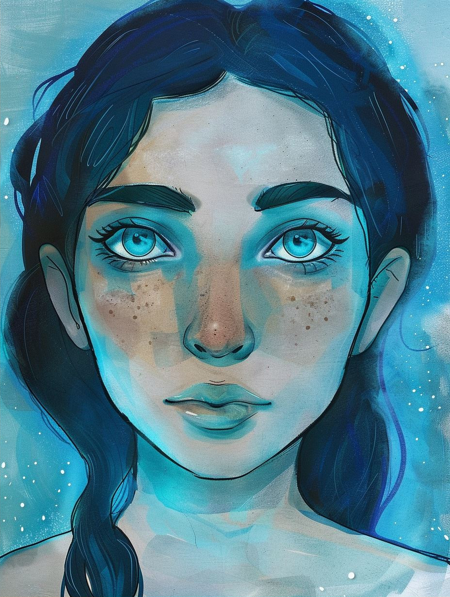 Azure Visions: A Study of Blue Portraits - Image 2