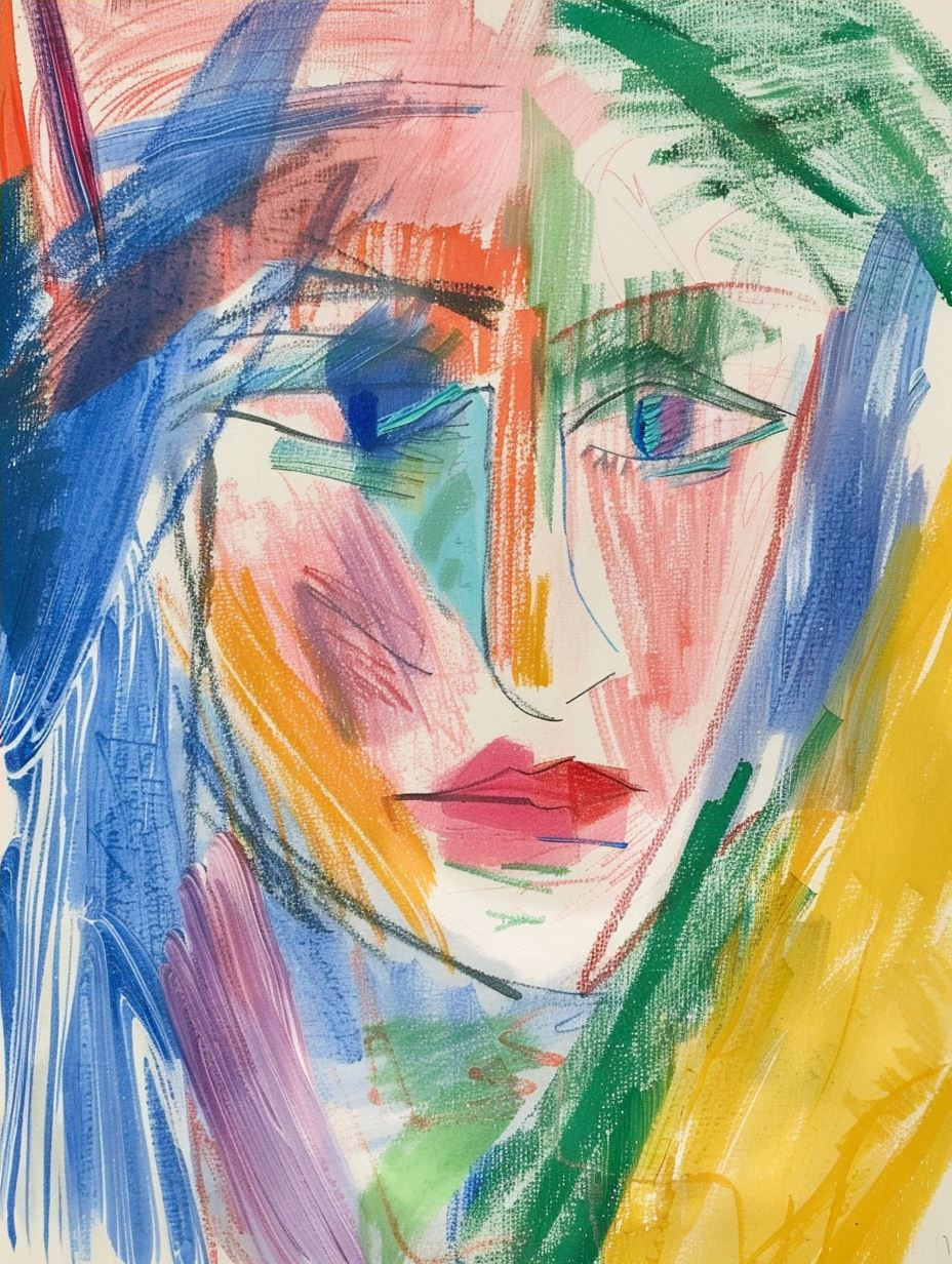 Vibrant Expressionist Pastel Portrait - Image 4