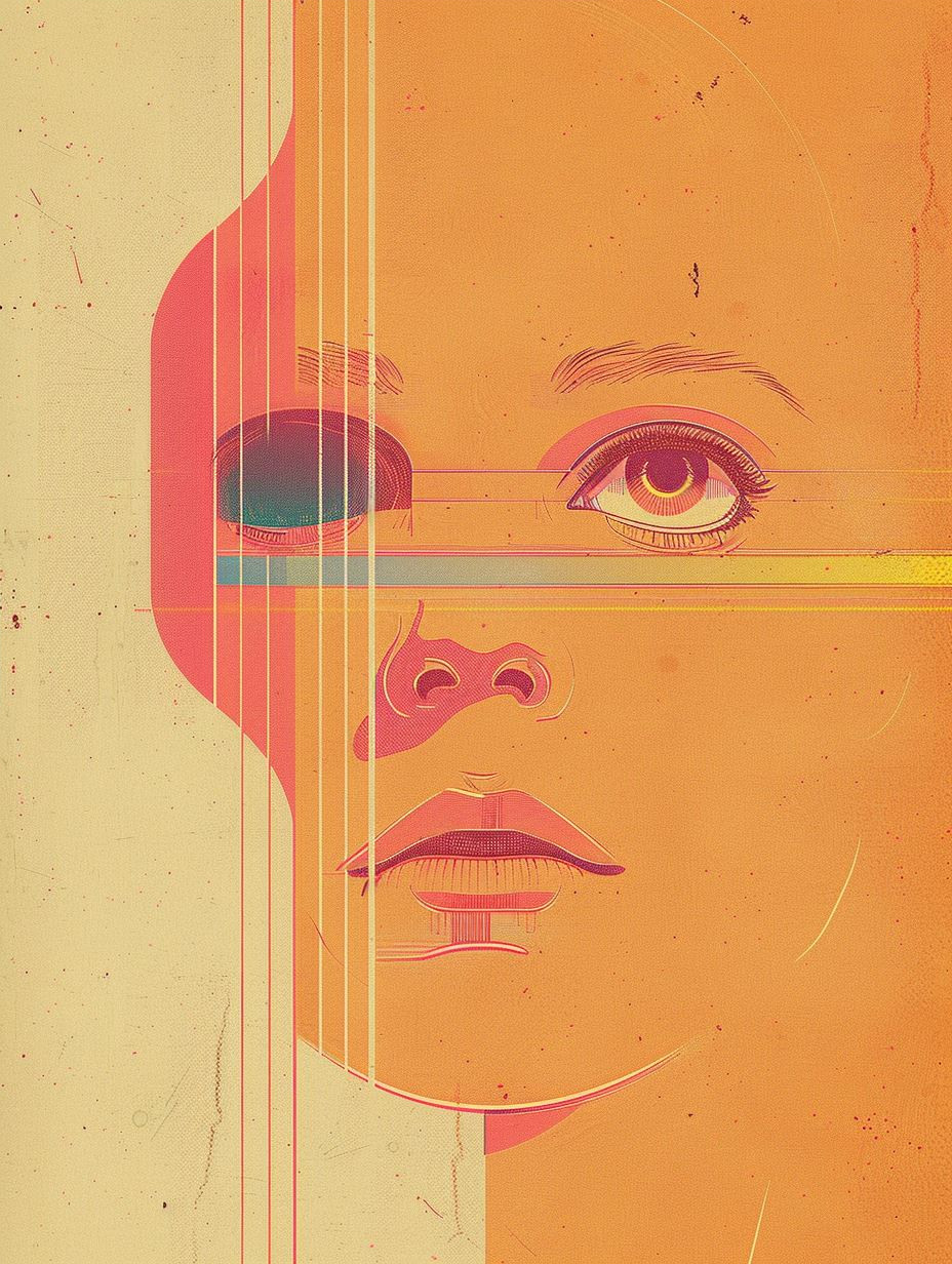 Ethereal Peach Geometric Portrait - Image 4