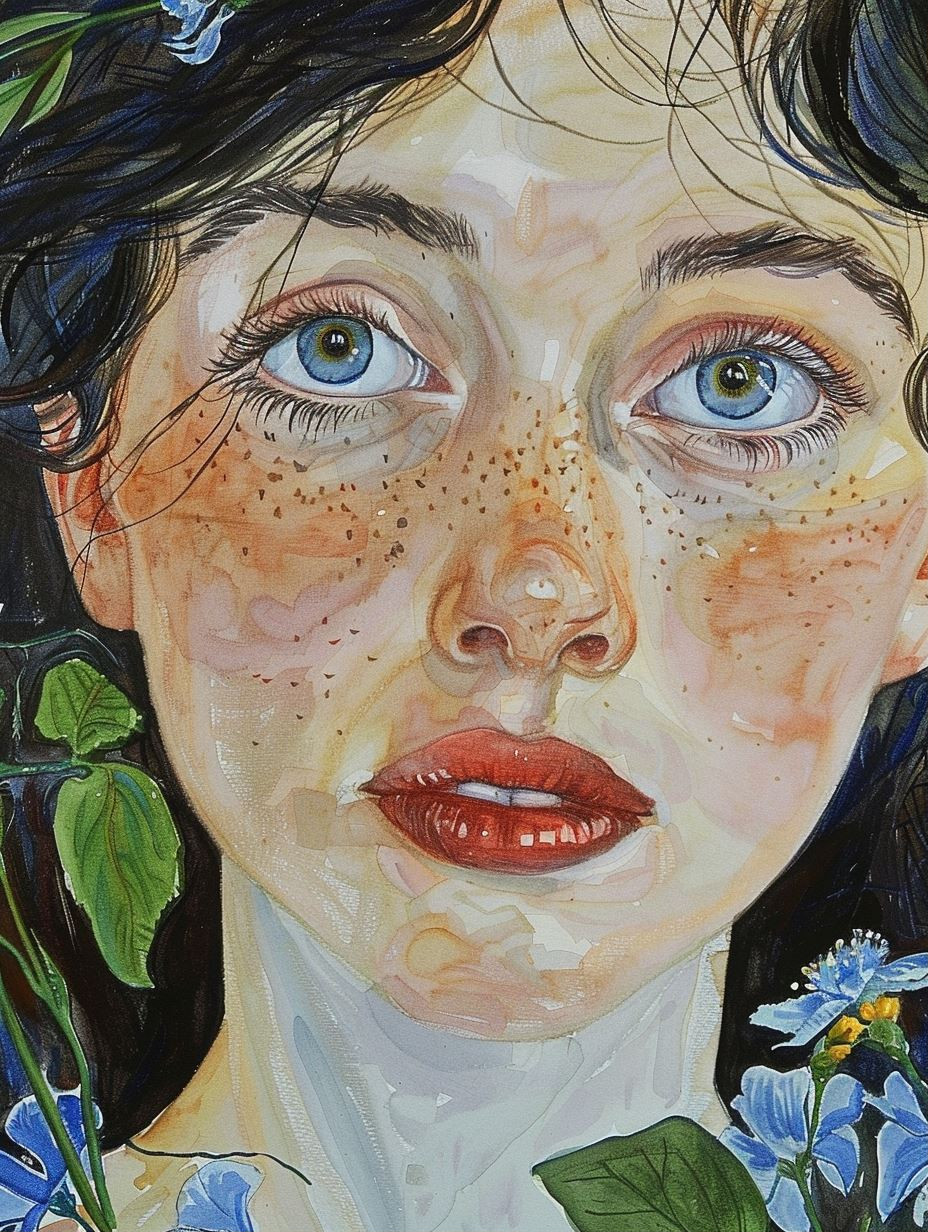 Ethereal Gaze in Floral Bloom - Image 1