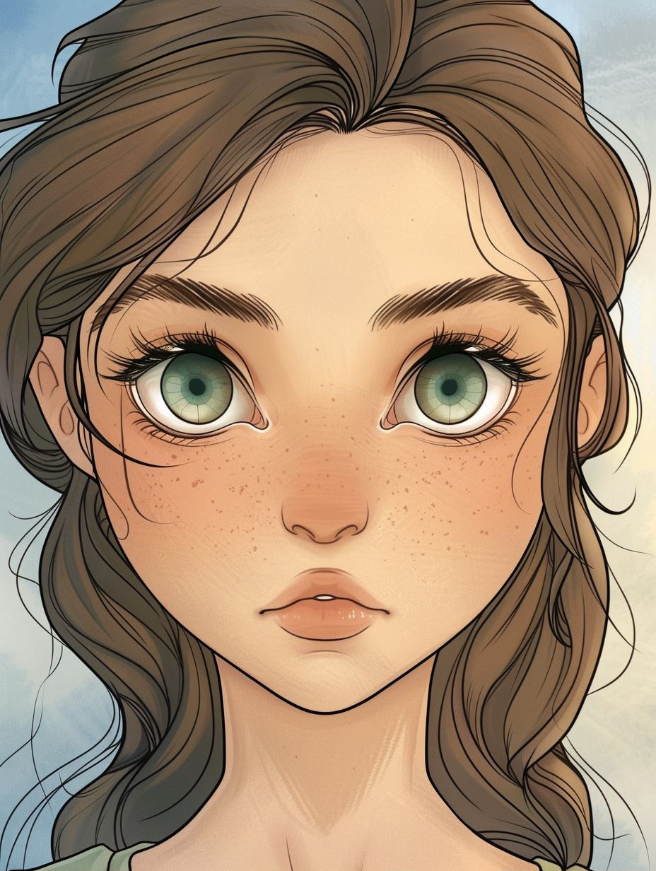 Ethereal Gaze: Digital Portrait Study - Image 1