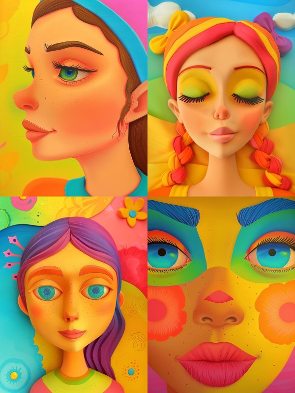 Vibrant Stylized 3D Character Portraits