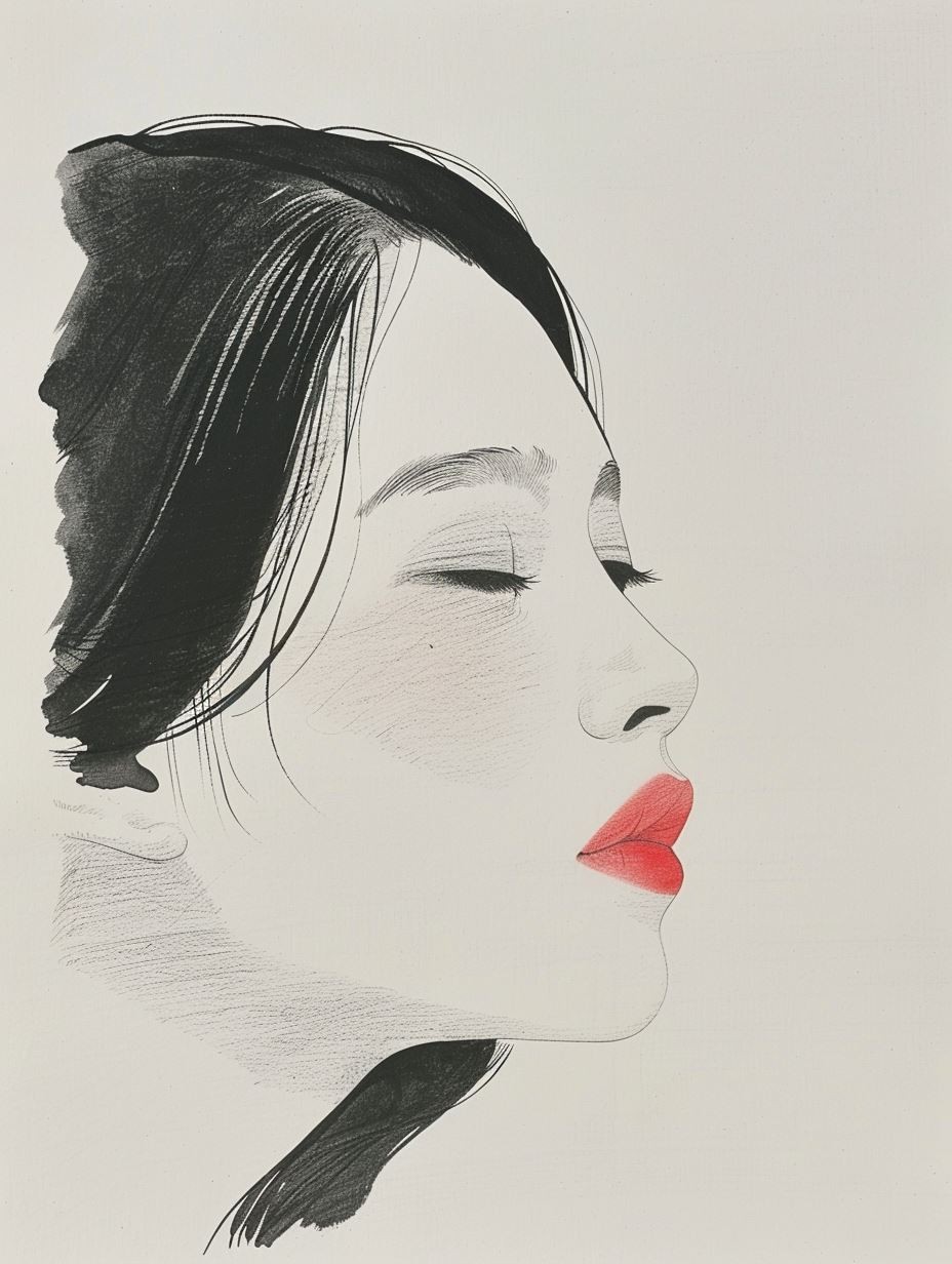 Minimalist Ink Portrait of Serenity - Image 3
