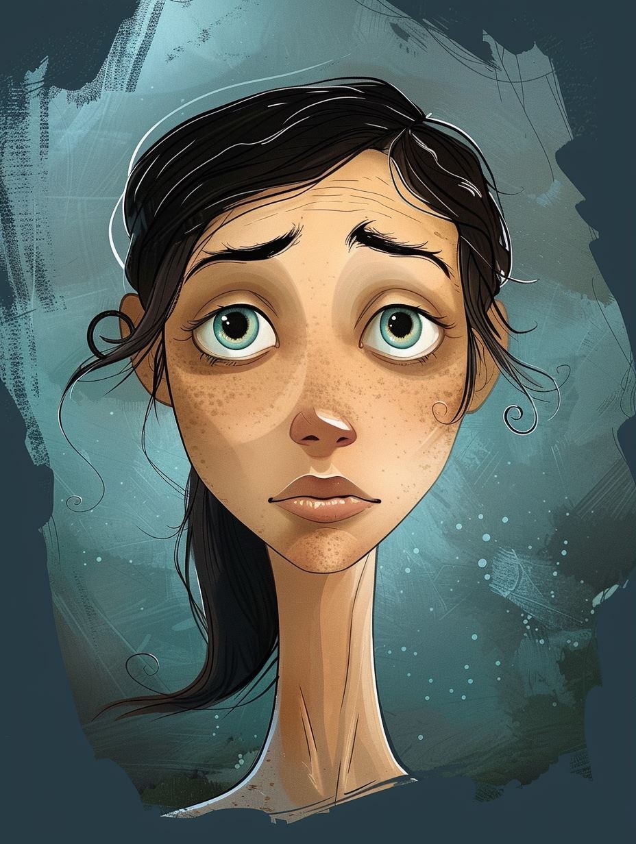 Melancholy Gaze Digital Portrait