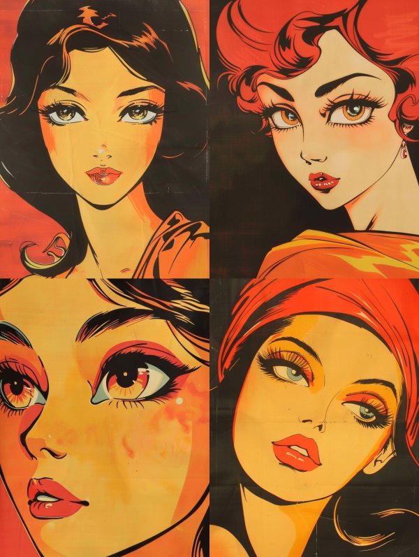 Vintage Retro Anime Portrait