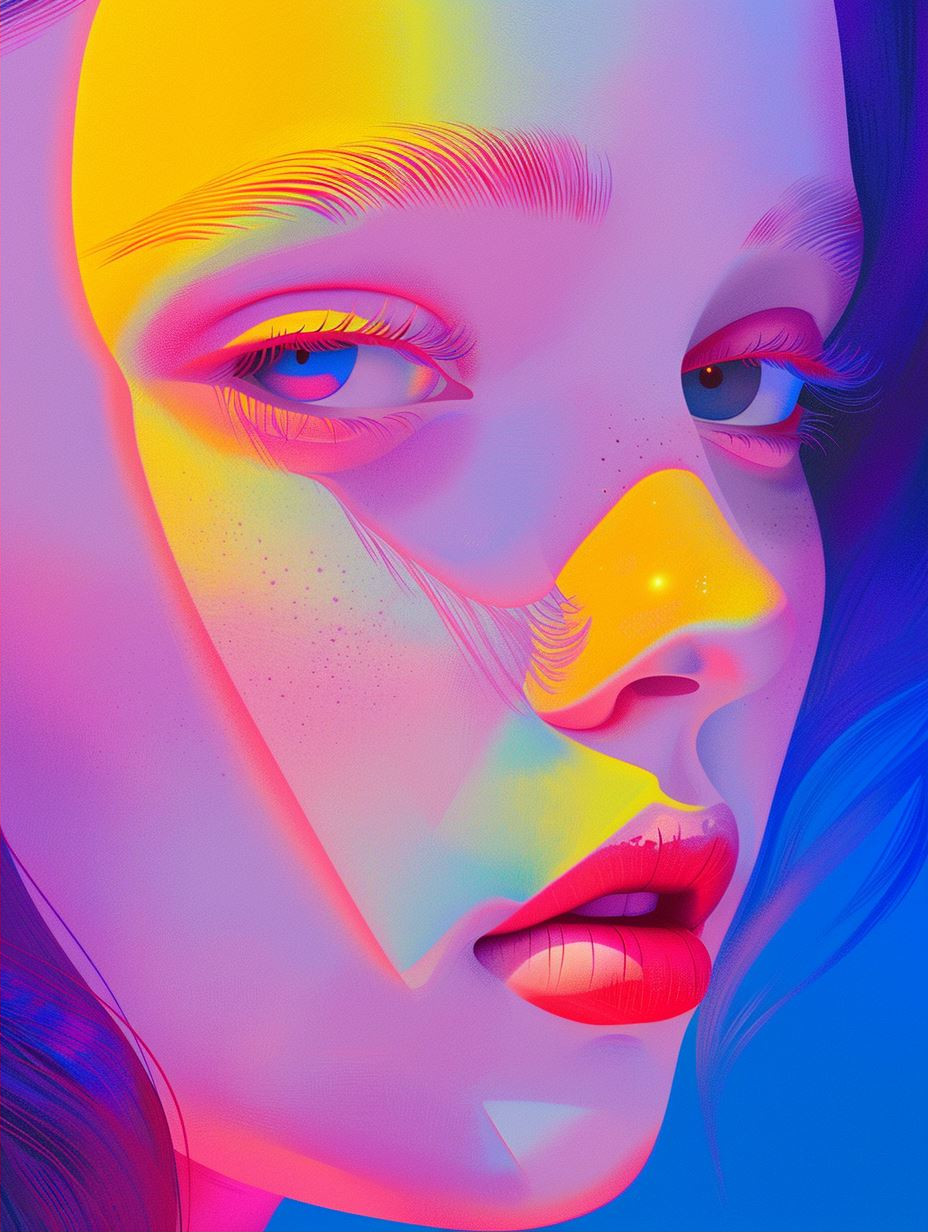 Neon Visions: A Quad-Portrait Study - Image 2
